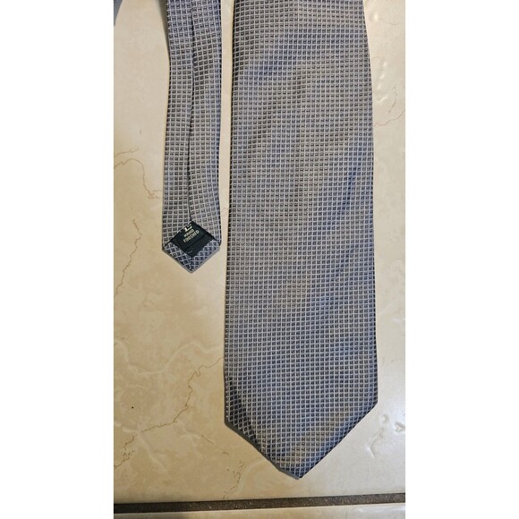 Lauren Ralph Lauren Mens Gray Tie Geometric Hand Made 100% Silk Made In USA - Picture 5 of 10